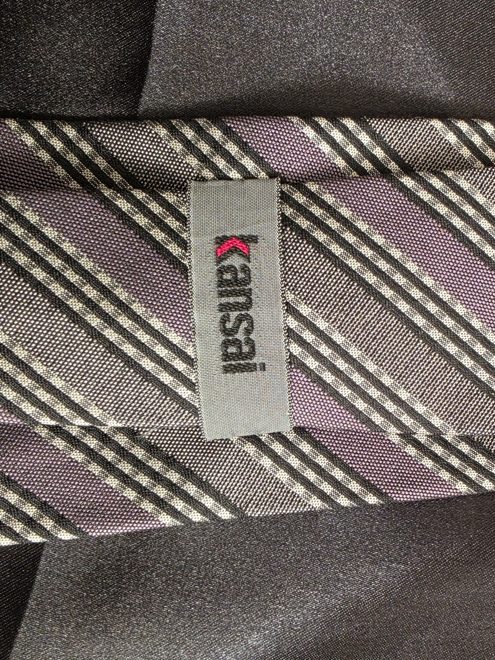 100% Silk Kansai JapanesePurple Striped Men’s Tie - Picture 5 of 6